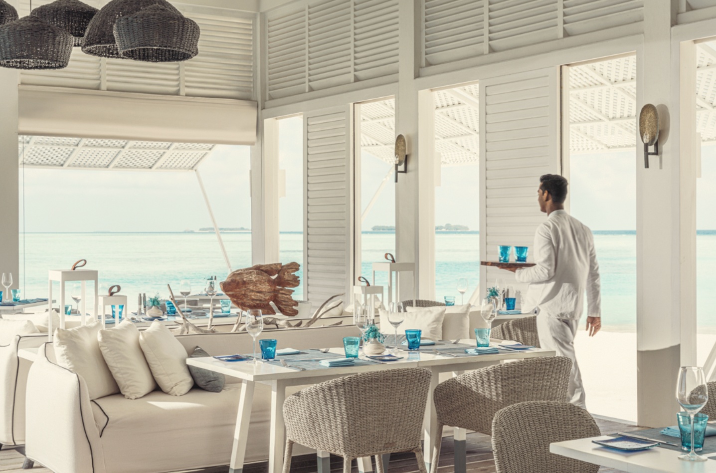 Blu. The over-water Italian restaurant, the property's signature evening venue.