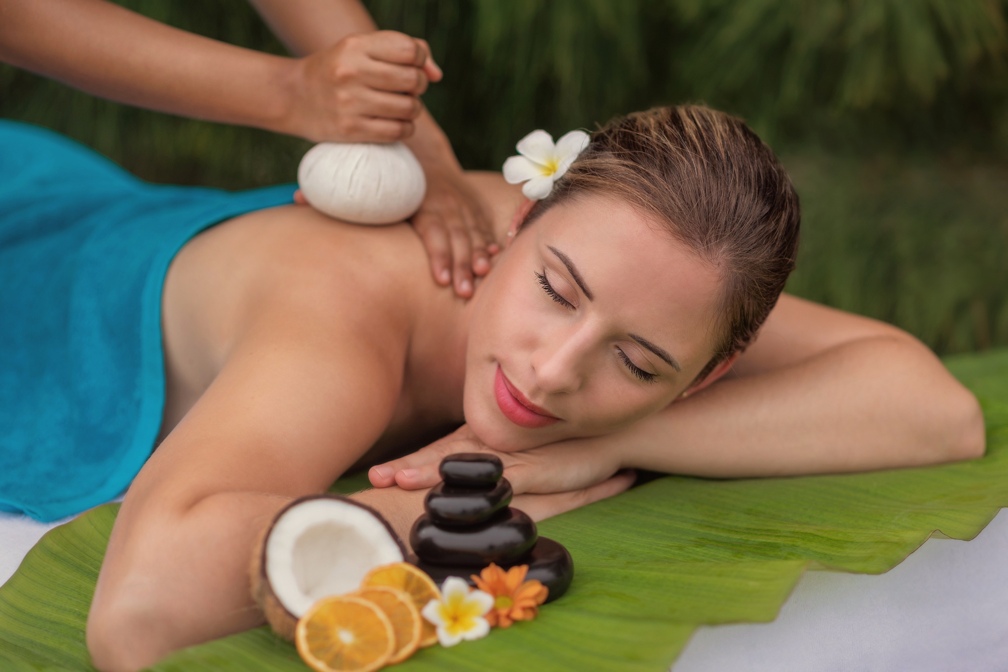 The spa pavilion. Treatment rooms positioned for quiet and natural light, with the island vegetation as the backdrop.
