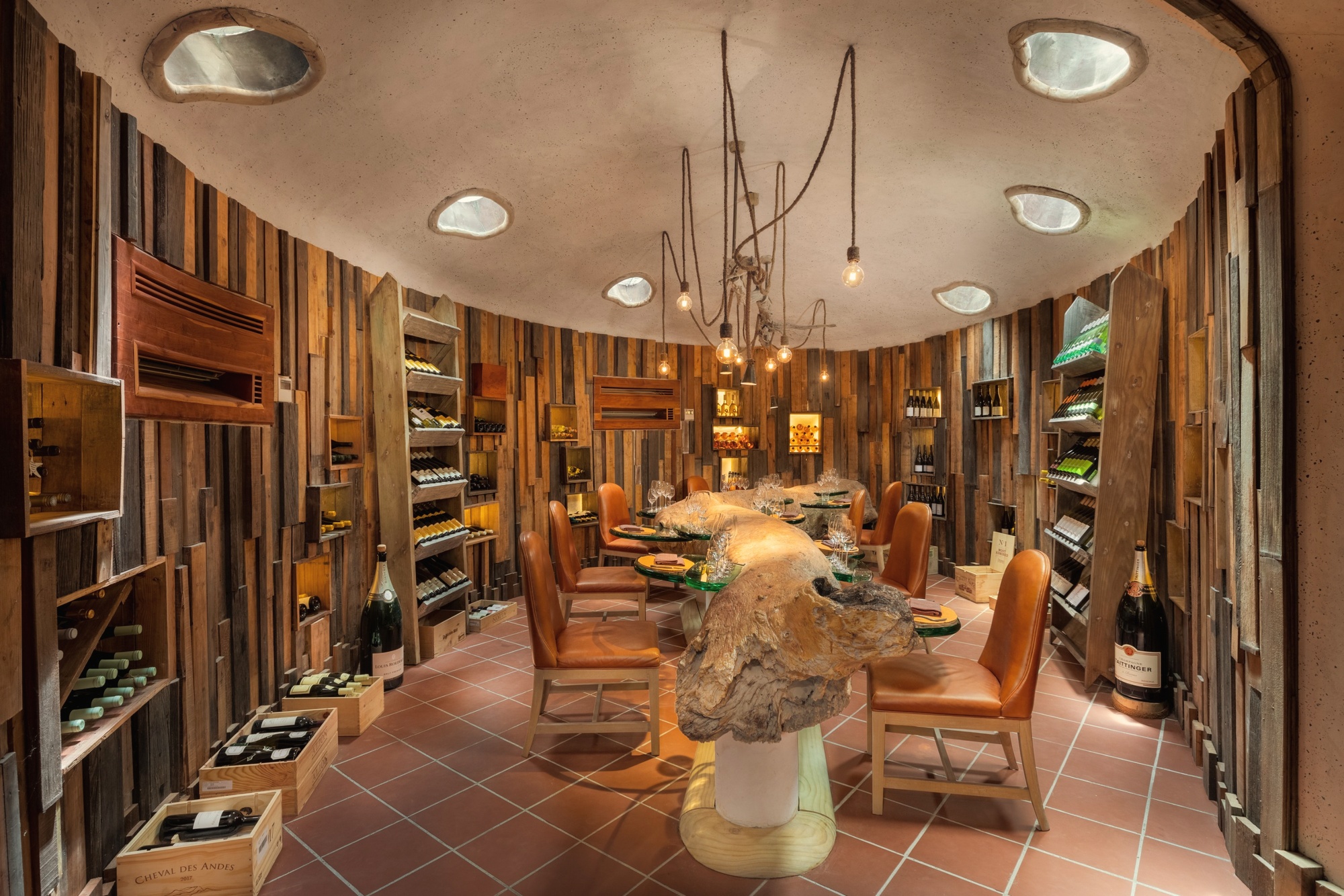 The wine cellar. Gili's underground programme, accessible via stairway from the main public space.
