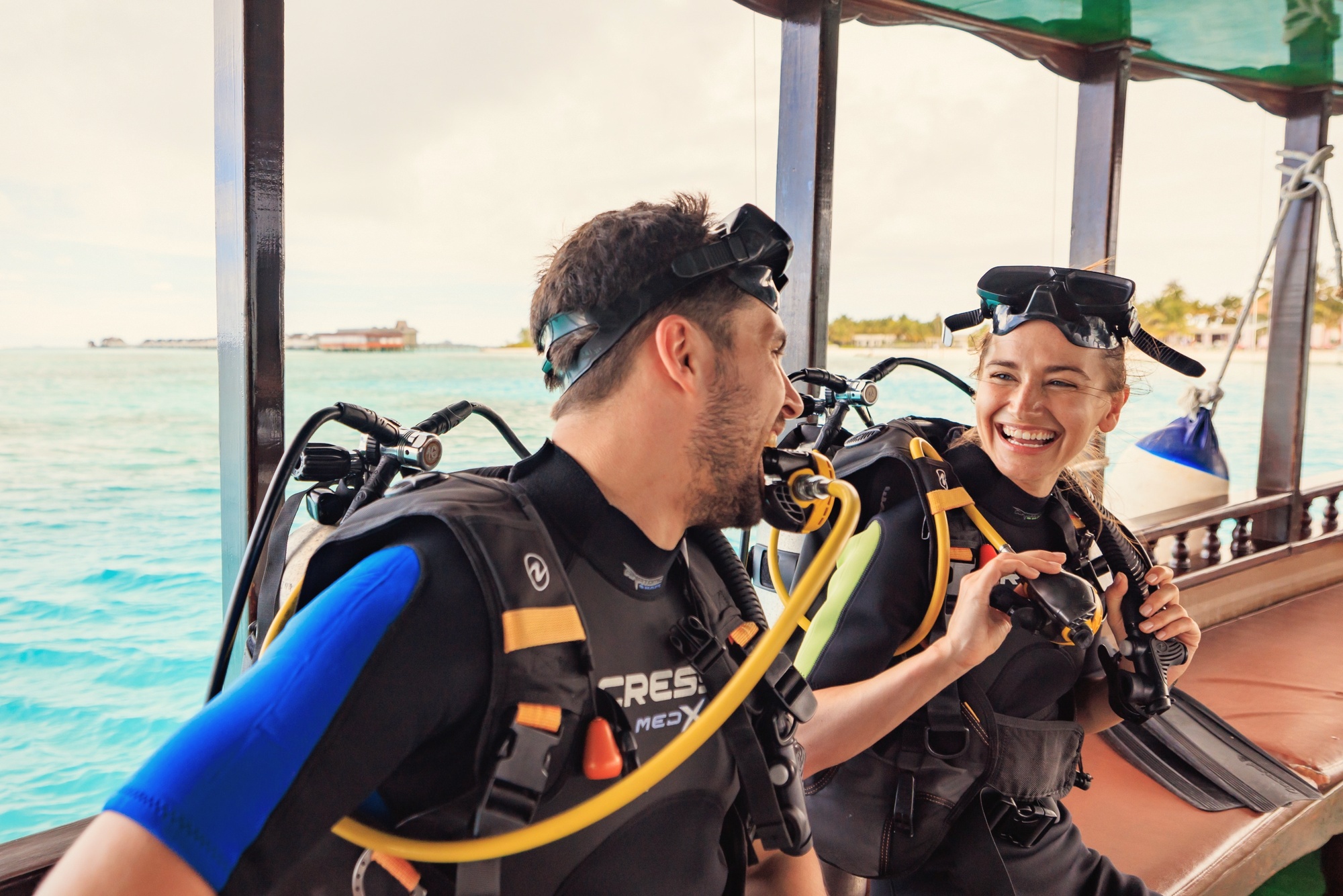 The water sports centre. Snorkelling, diving, and a range of non-motorised water sports are included in the INDULGENCE Plan for guests who want to use them.