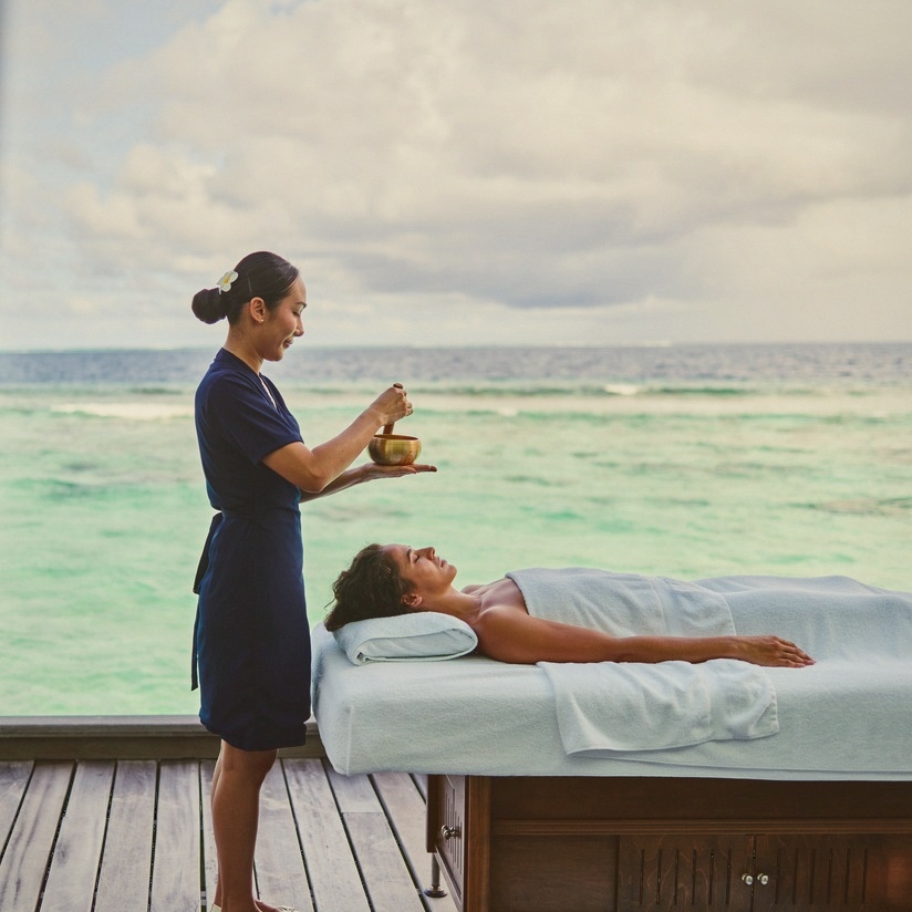 The spa pavilion. Extensive treatment programming integrated with the Hilton-Waldorf service tier.