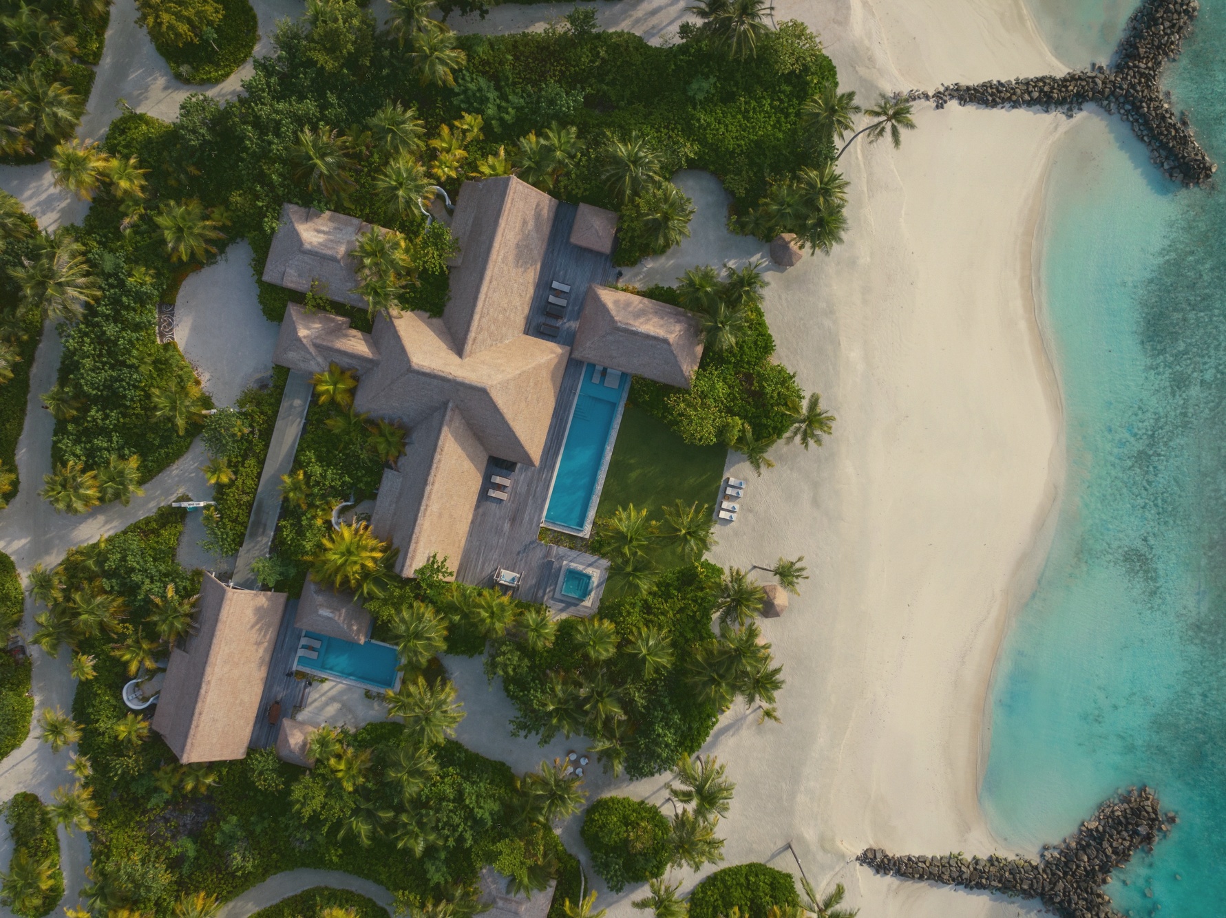 The Ithaafushi Private Island. The standalone three-bedroom estate with its own jetty, available exclusive-use only.
